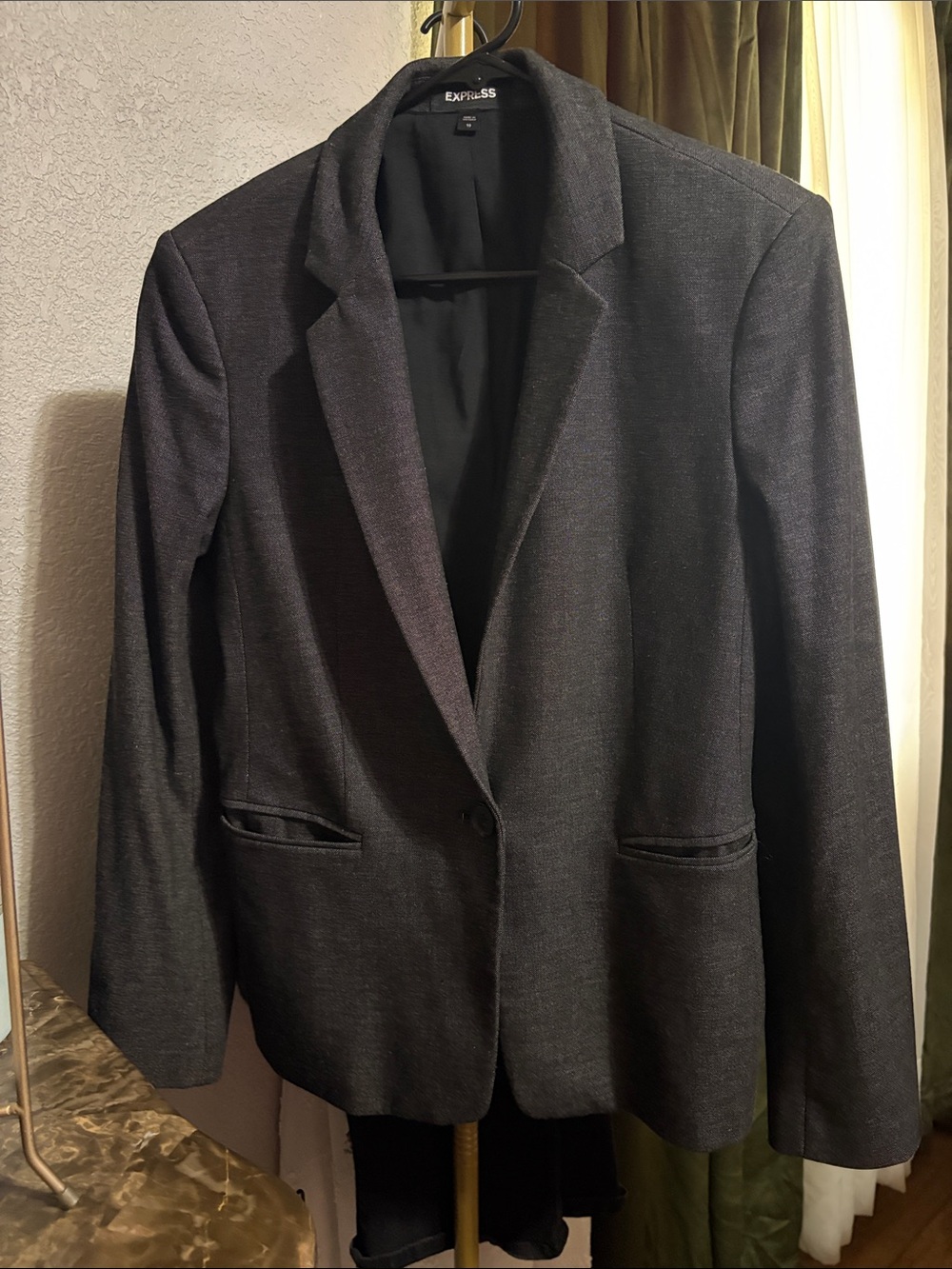 Express Women's Dark Gray Single-Button Blazer